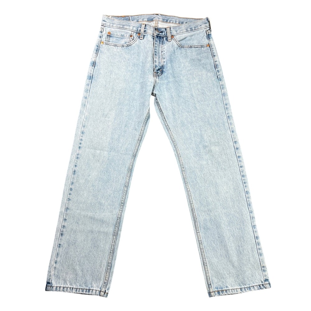 Levis 505 Men's 34x30 Regular Fit Jeans Light Wash Blue Straight Leg Denim